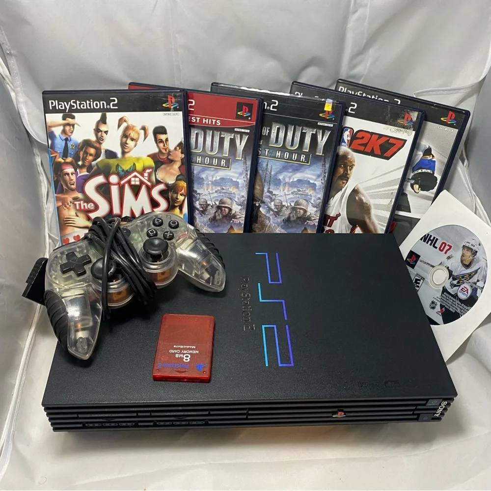 PlayStation 2 PS2 Fat Console SCPH-39001 Controller 6 Games Tested (no Chords) - Picture 1 of 7